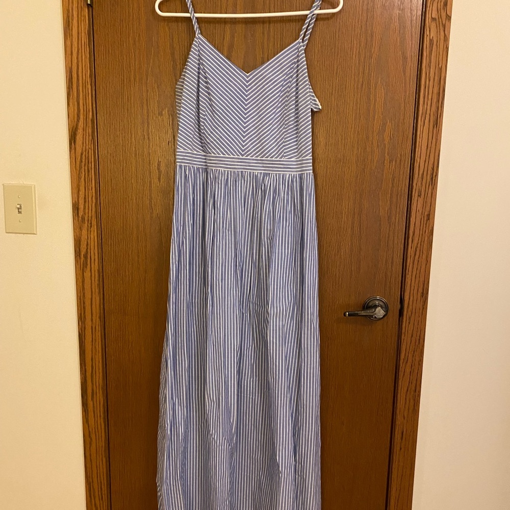 LOFT-blue striped Maxi Dress